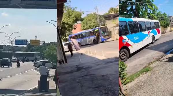 Criminosos usam onibus para bloquear vias durante confrontos na Zona Norte do Rio